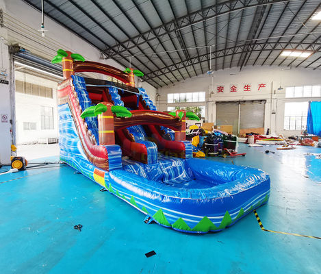 Colorful 18OZ PVC Outdoor Inflatable Water Slides For Public